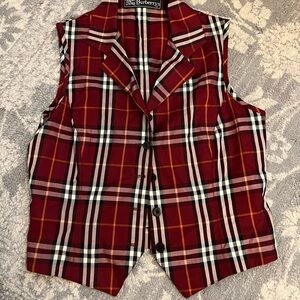 Burberrys' Vintage Cotton Plaid Vest Size 6